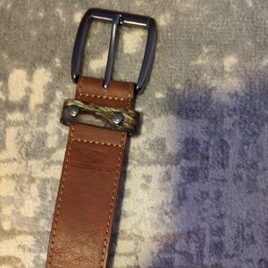 Brown Leather Belt with Camouflage Accent